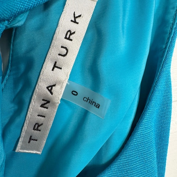 Trina Turk Blue Pleated Sheath Cocktail Dress Size 0 (26 inch waist) - Picture 5 of 8